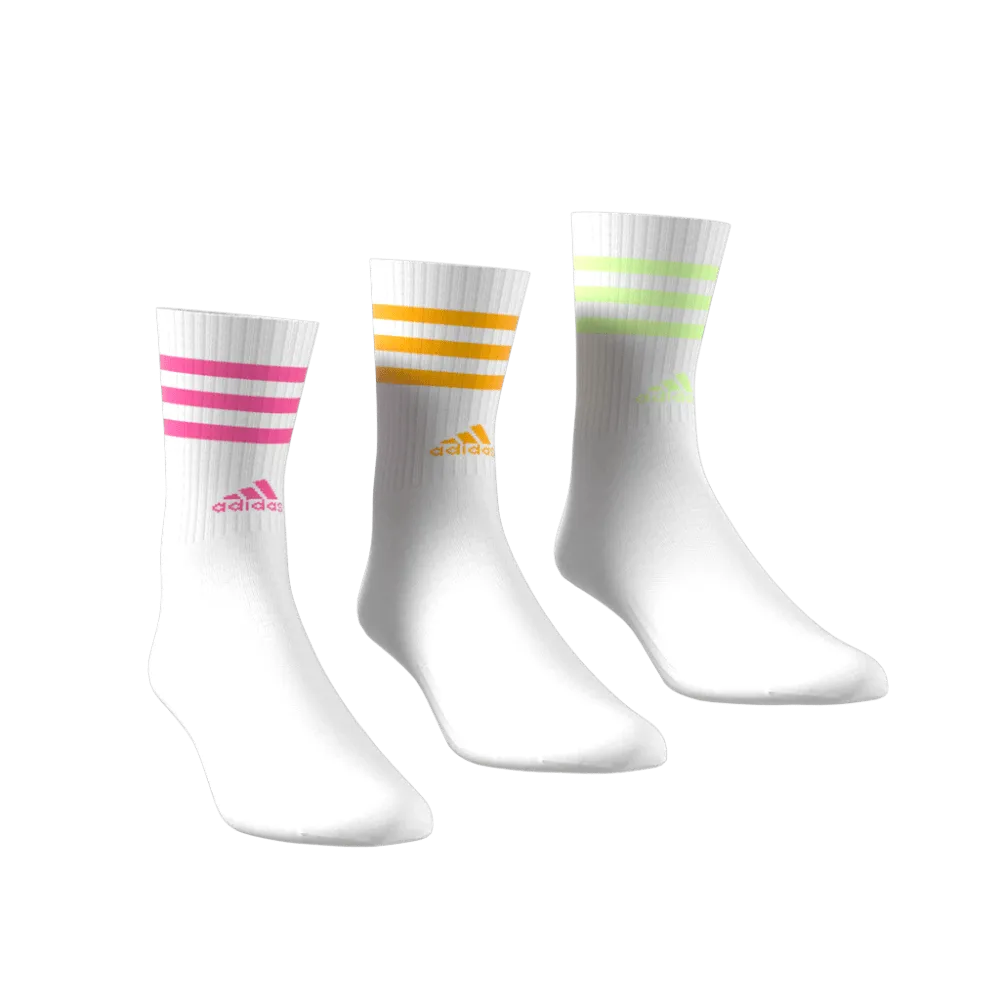 Adidas 3-Stripes Cushioned Crew Socks 3 Pairs - Highlighter