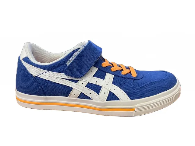 Asics children's sneakers shoe with elastic lace and velcro Aaron C6B7N 4901 blue-orange