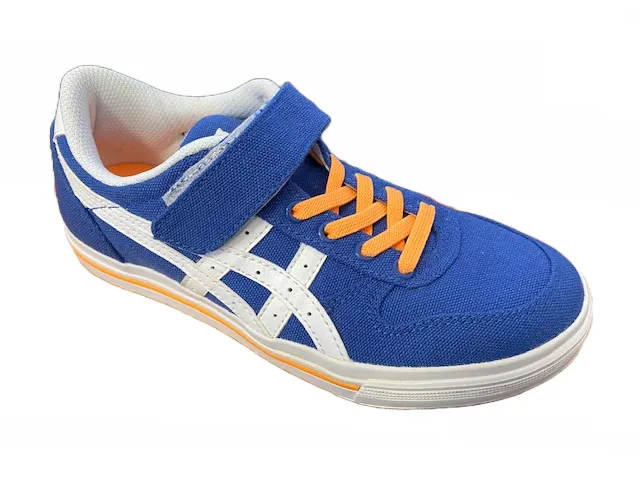 Asics children's sneakers shoe with elastic lace and velcro Aaron C6B7N 4901 blue-orange