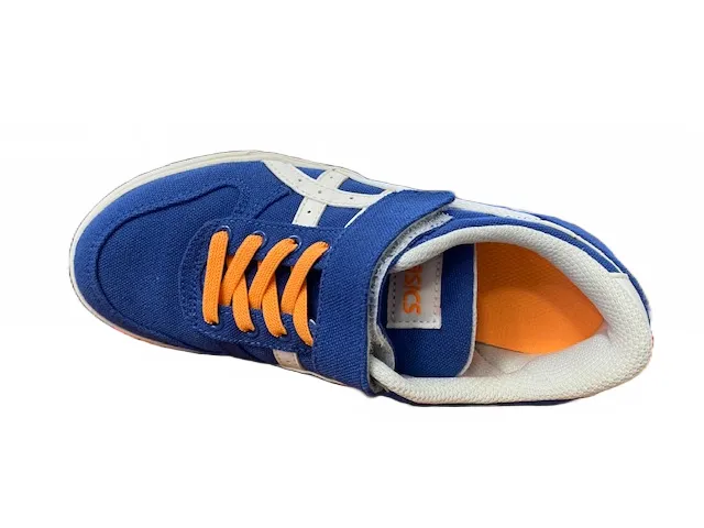 Asics children's sneakers shoe with elastic lace and velcro Aaron C6B7N 4901 blue-orange