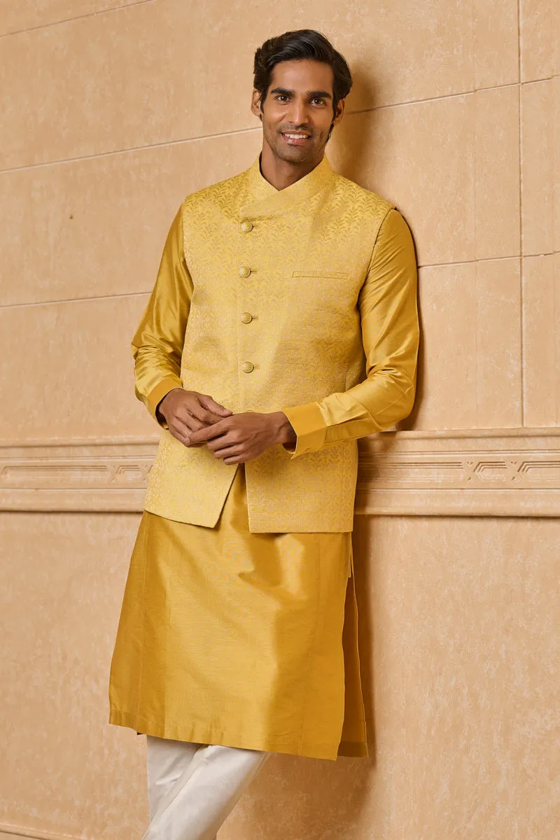 Asymmetric Jacquard Kurta Bundi Set