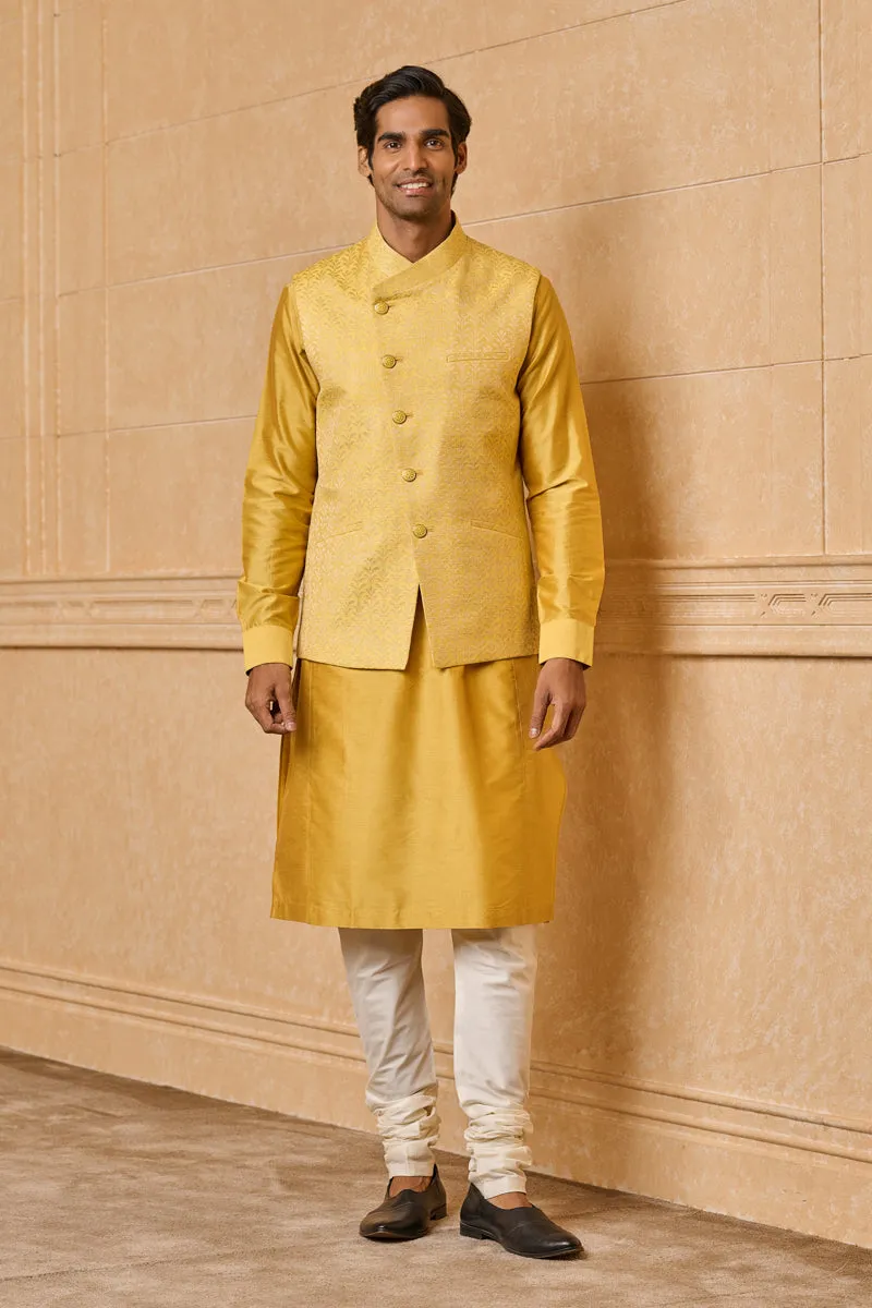 Asymmetric Jacquard Kurta Bundi Set