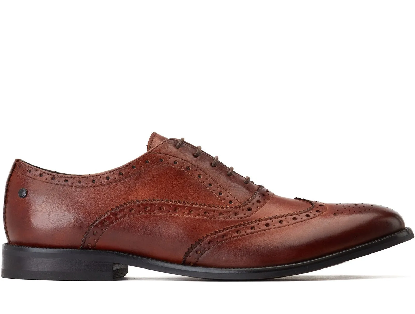 Base London Darcy Burnished Mens Brogue Detail Oxford Shoe