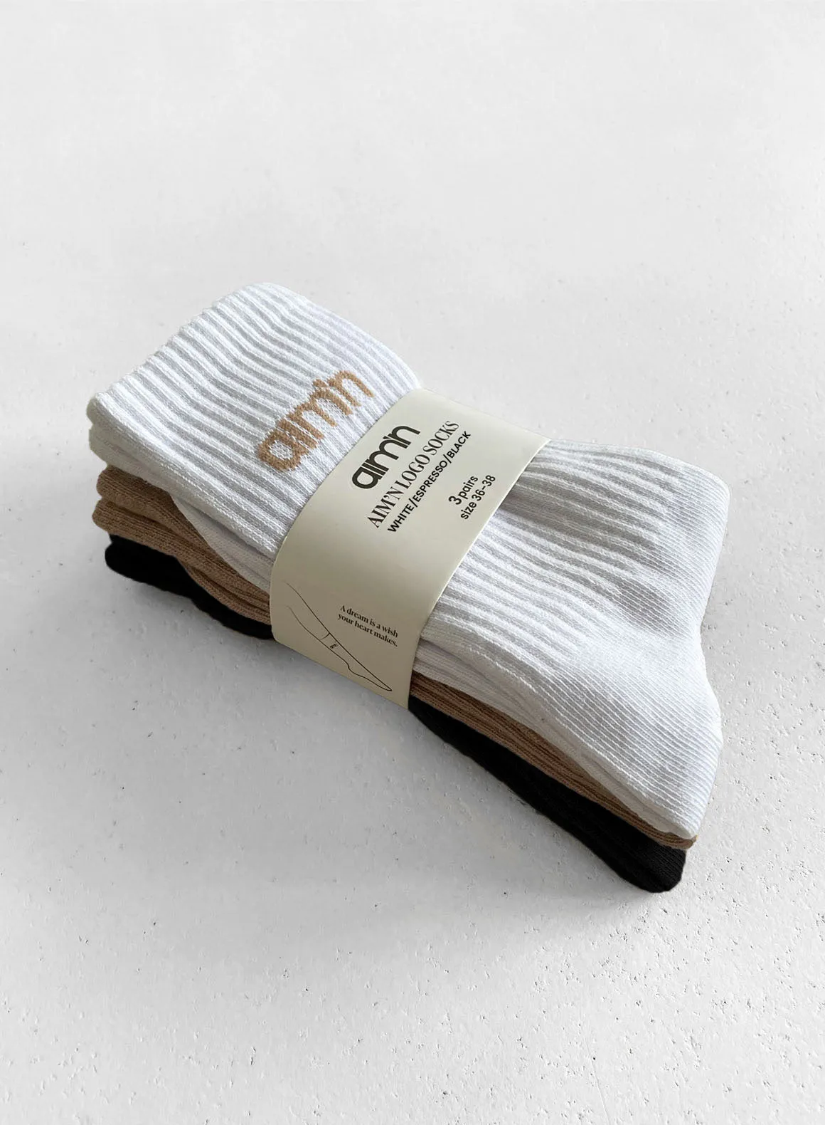 Black/White/Espresso aim'n Logo Socks 3-pack