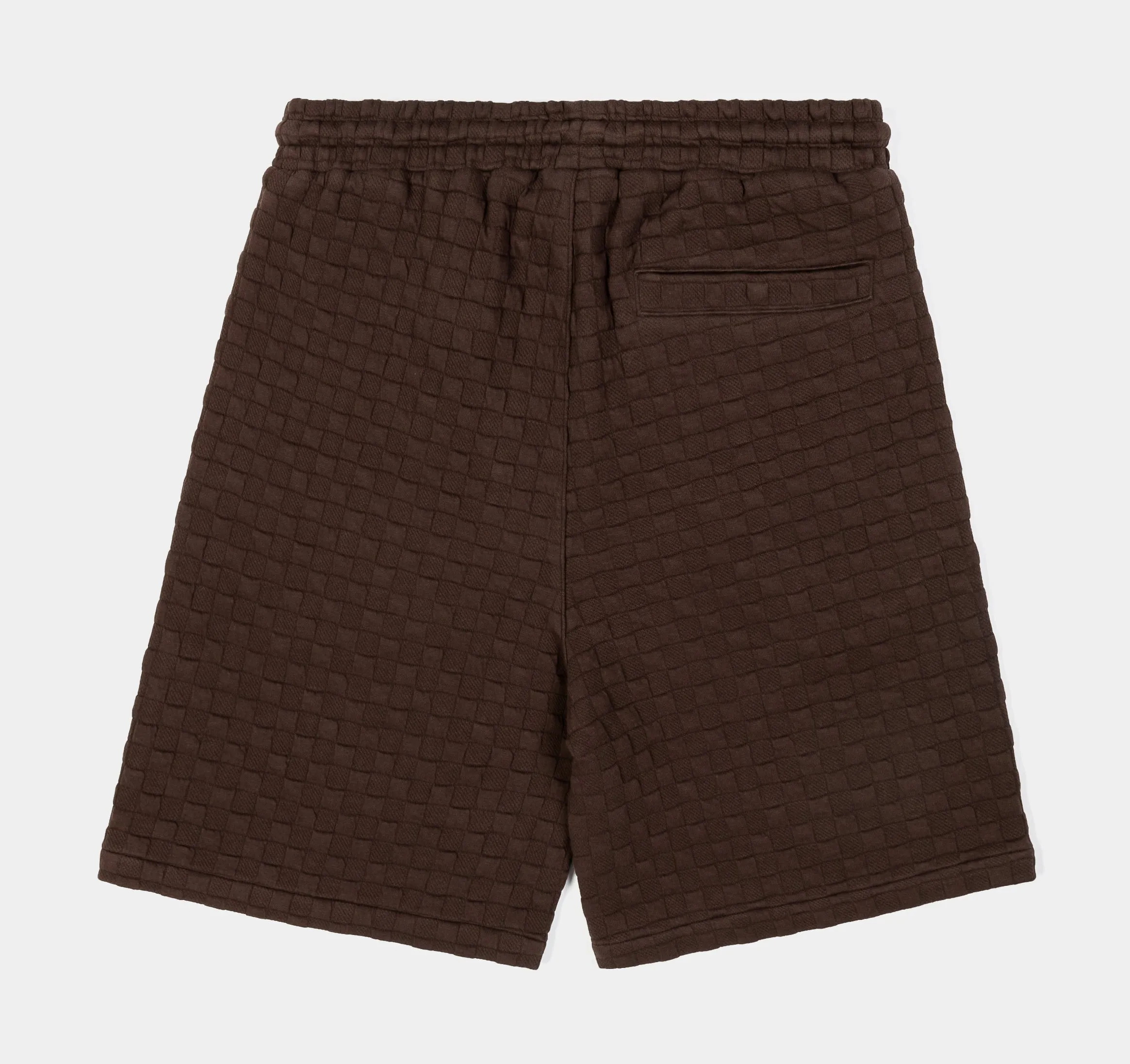 Checkered Knit Mens Shorts (Brown)