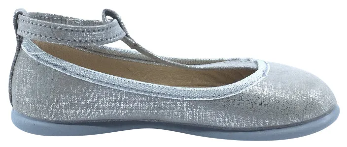 ChildrenChic Girl's T-Bar Ballerina, Silver