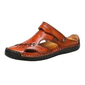 (Clean Up - US 9) Men's casual breathable handmade leather sandals