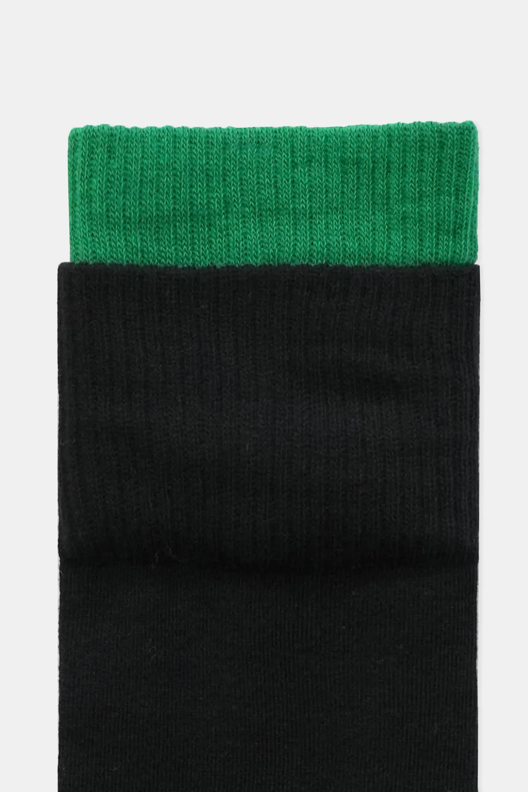 Cotton Knee High Socks, Black&Green