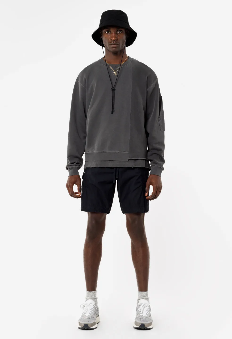 Cotton Poplin Frame Shorts / Black