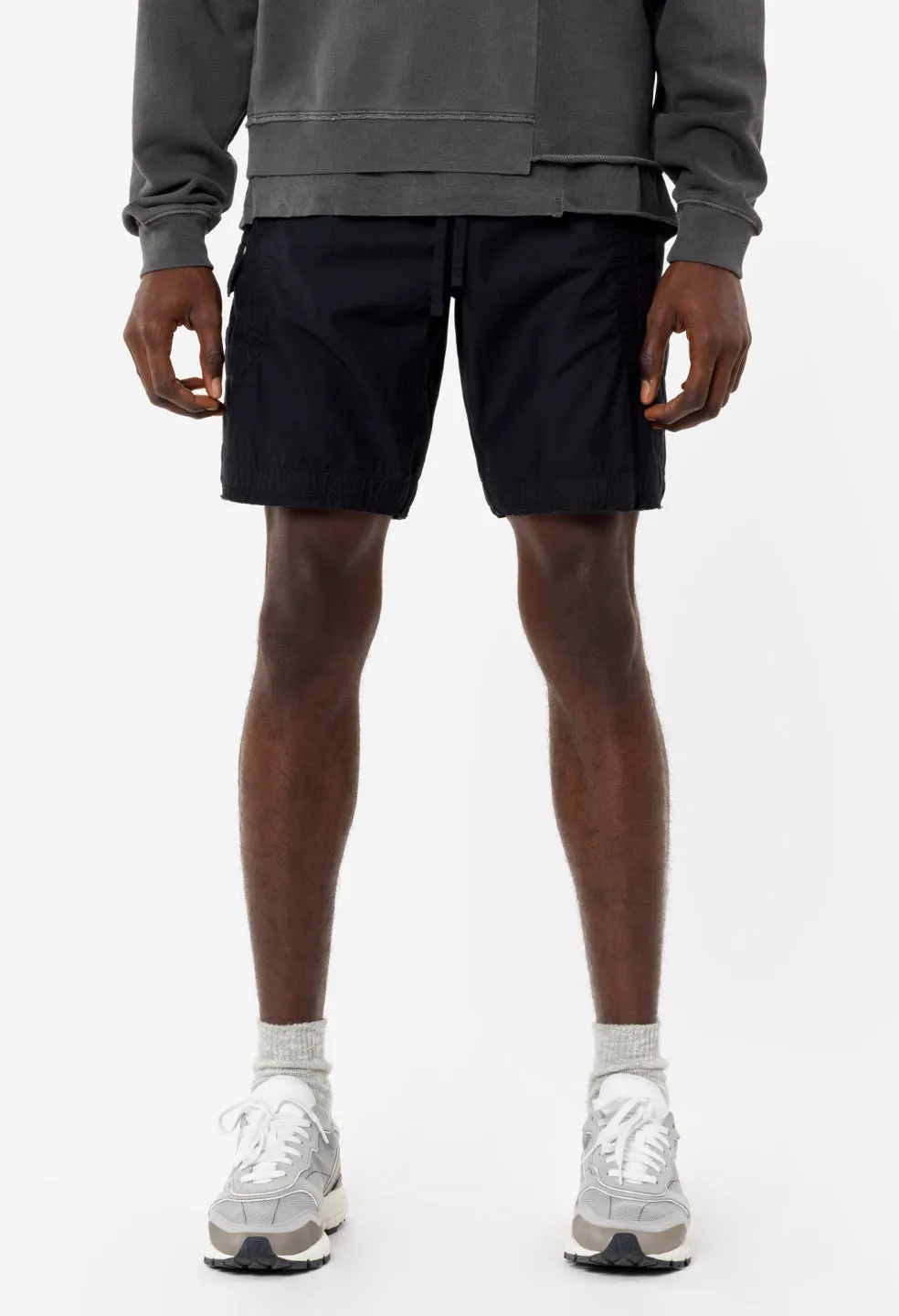 Cotton Poplin Frame Shorts / Black