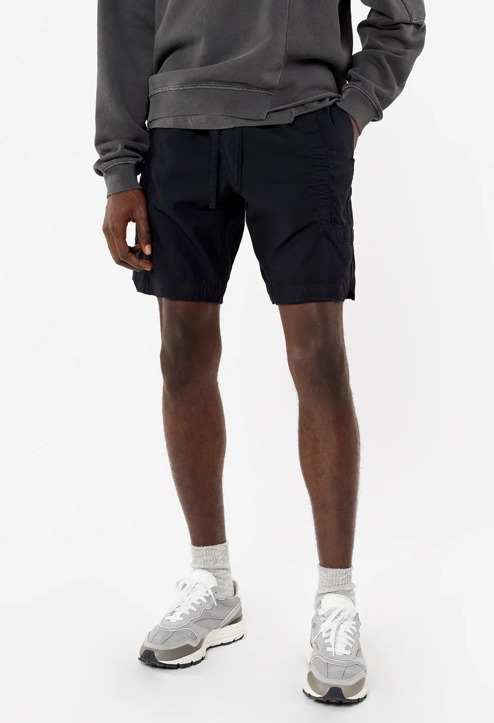 Cotton Poplin Frame Shorts / Black