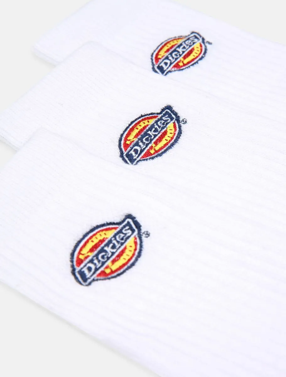 Dickies Unisex sock with Valey Grove logo DK0A4X82WHX white pack of 3 pairs 