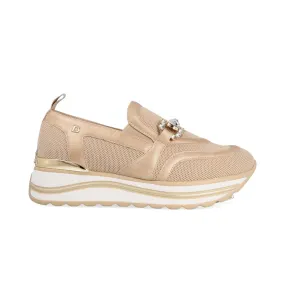 DONNA SERENA Beige  Wedge  Slip on Shoe Diamante Detail