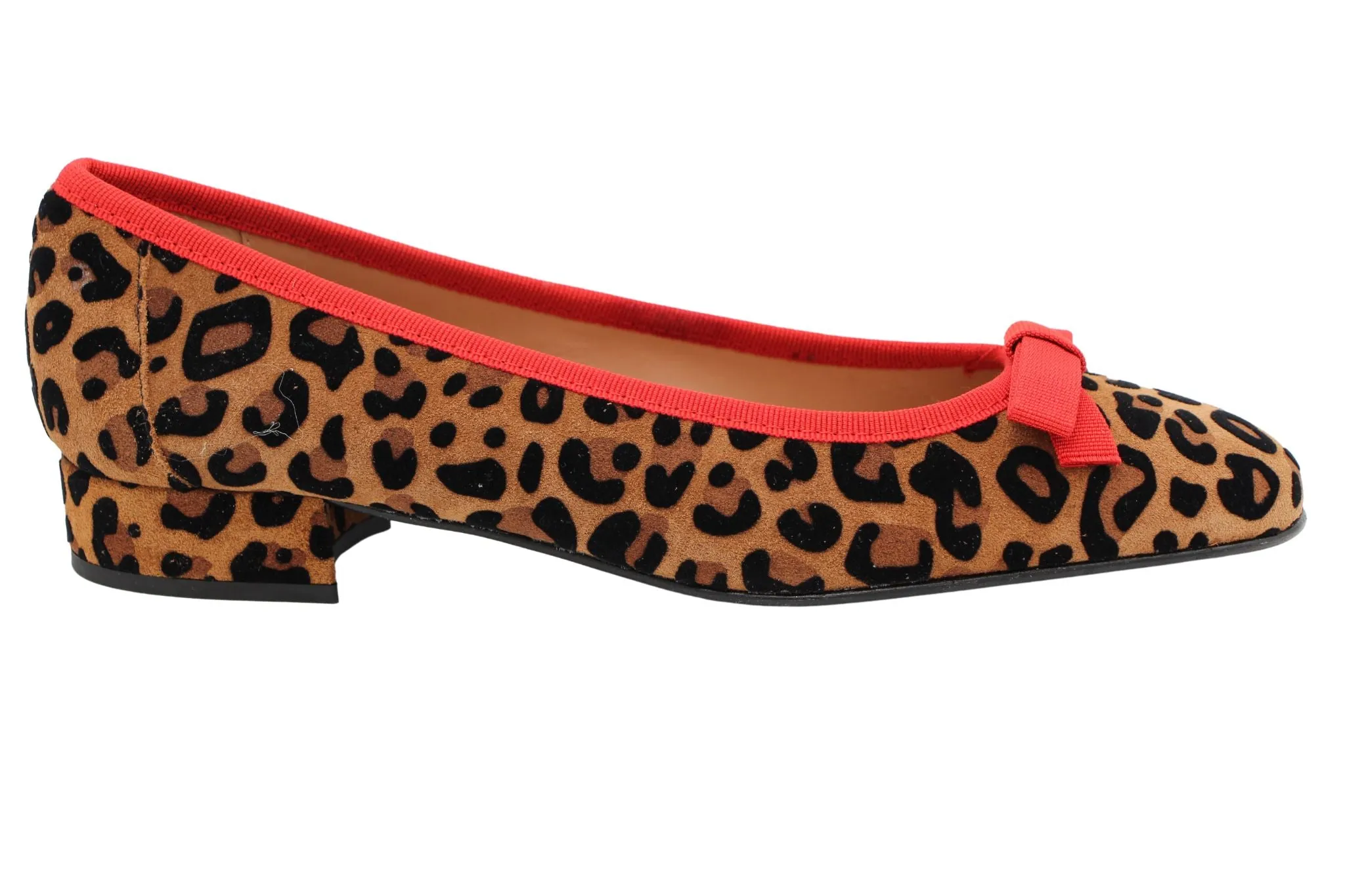 Fabucci Leopard Print Ballerina with Red Bow