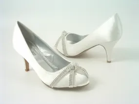 Glitz Shoes Diamante Metallic Peep Toe Court Shoe