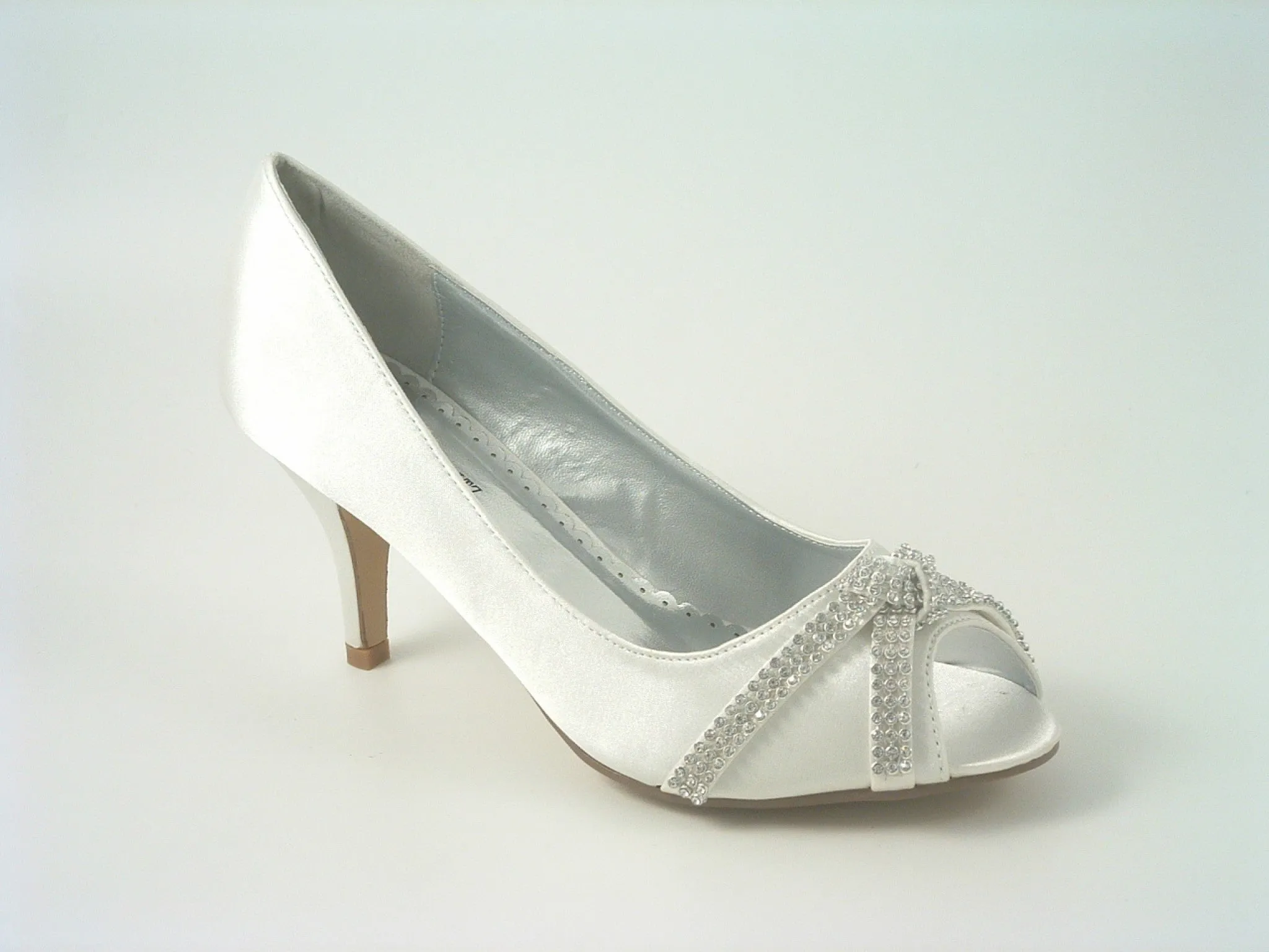 Glitz Shoes Diamante Metallic Peep Toe Court Shoe