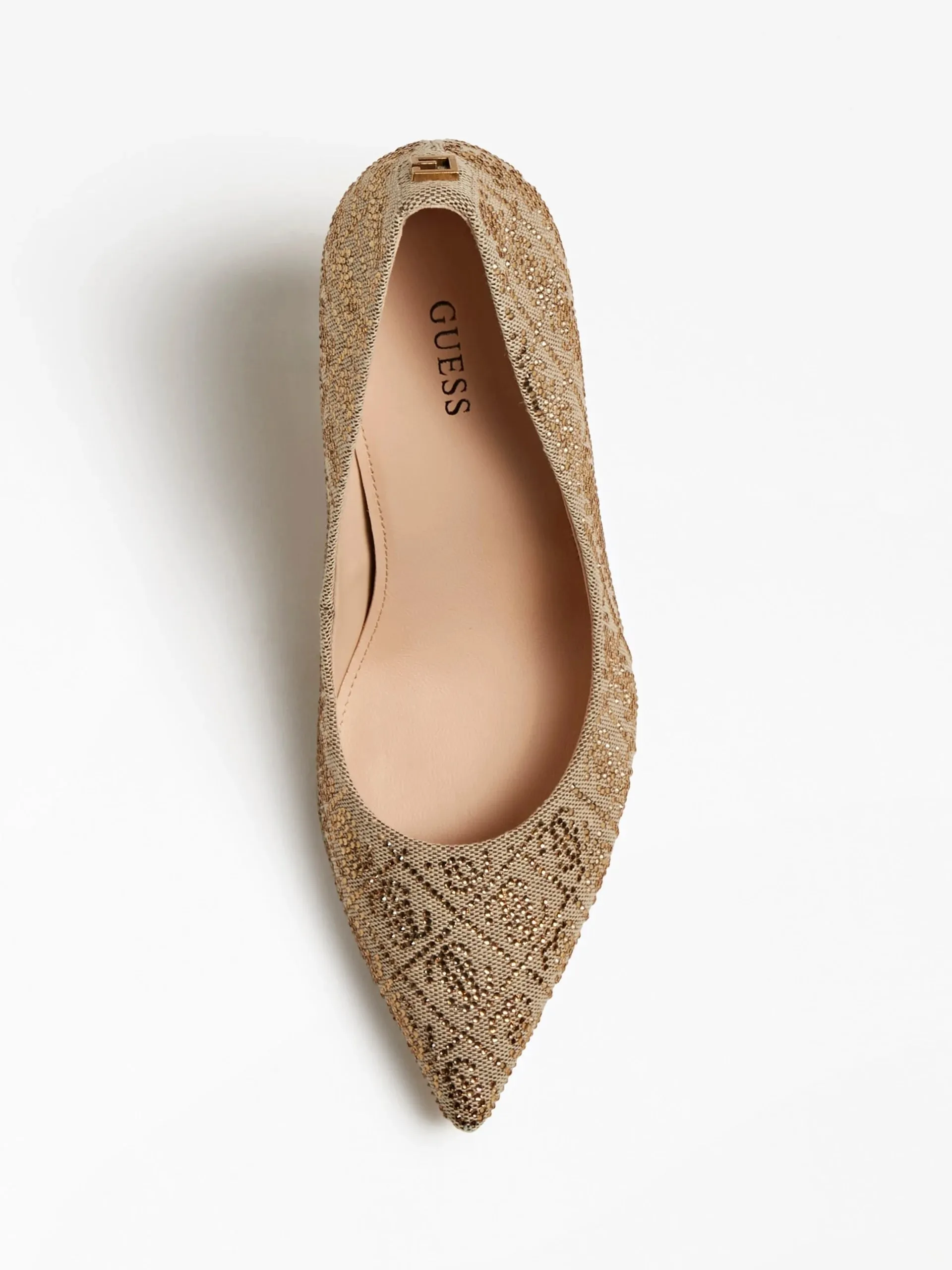 GUESS Piera Rinestone Denim Court Shoe Gold