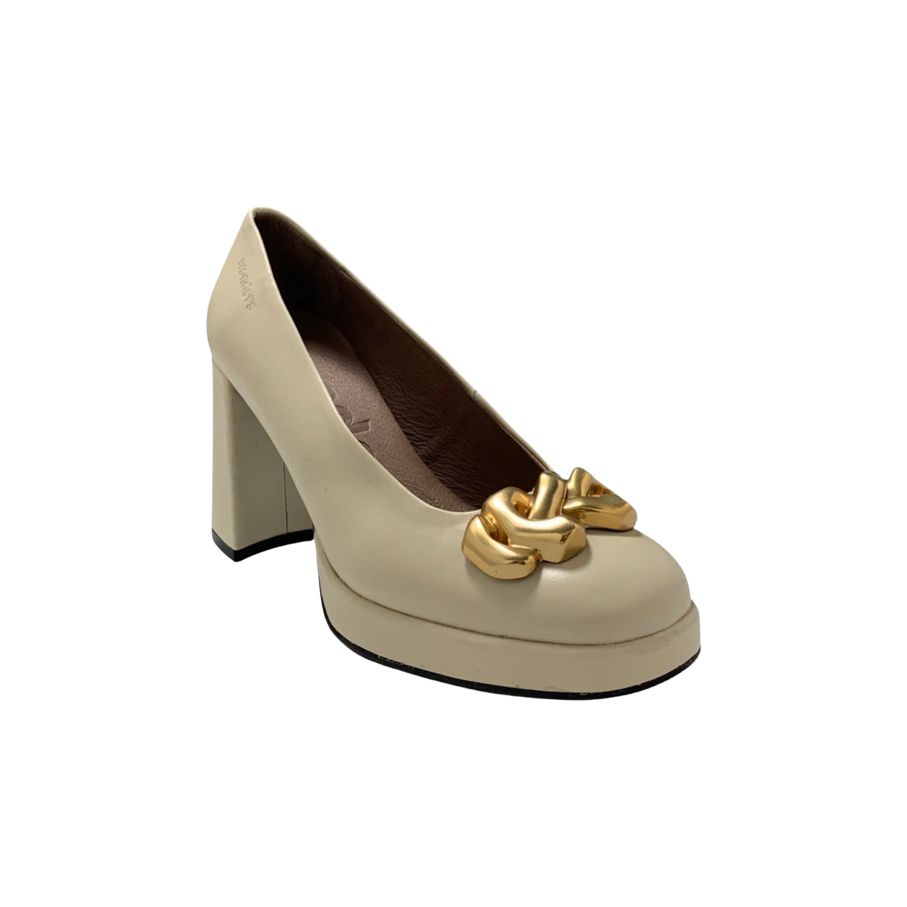 H5920 Cream Block Heel