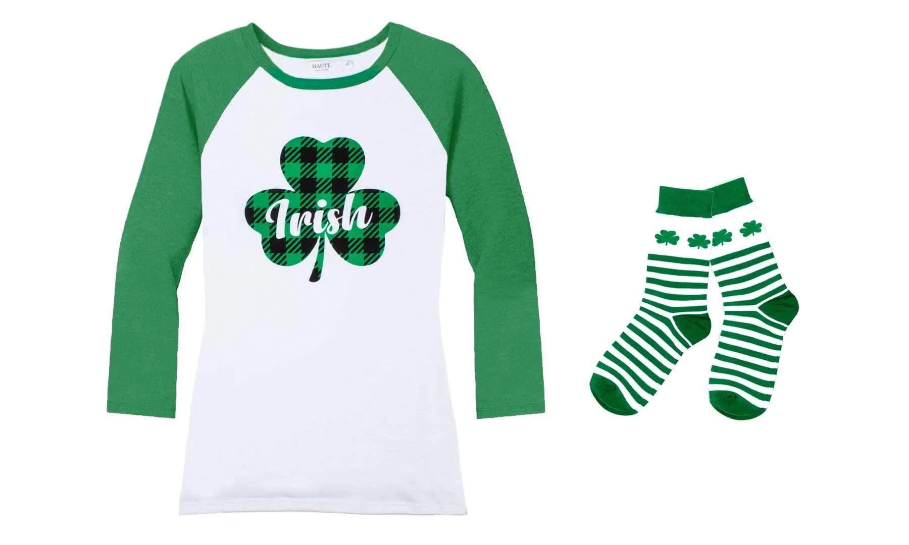 Haute Edition Women's St. Patrick's Day Tops With Matching Socks