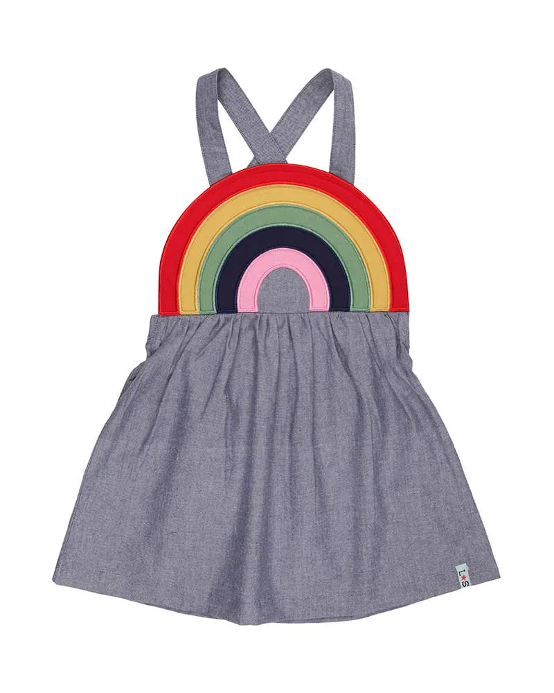 Lilly and Sid Rainbow Stripe Bib Pinafore Dress