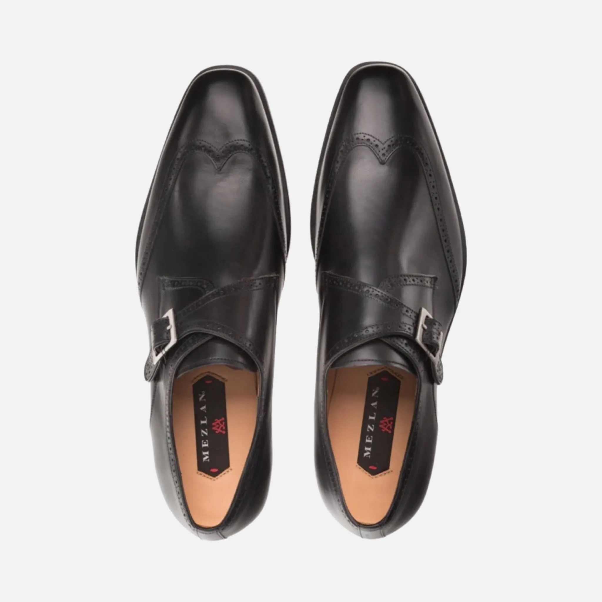 Men’s Mezlan single monk strap wingtip black Dress shoe Forest