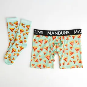 Men's Pizza Boxer Brief Underwear and Sock Set