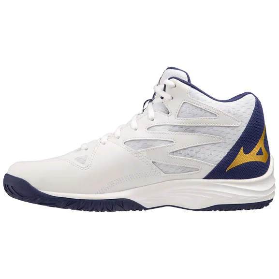 Mizuno men's volleyball shoe Thunder Blade Z Mid V1GA237543 white-blue-gold