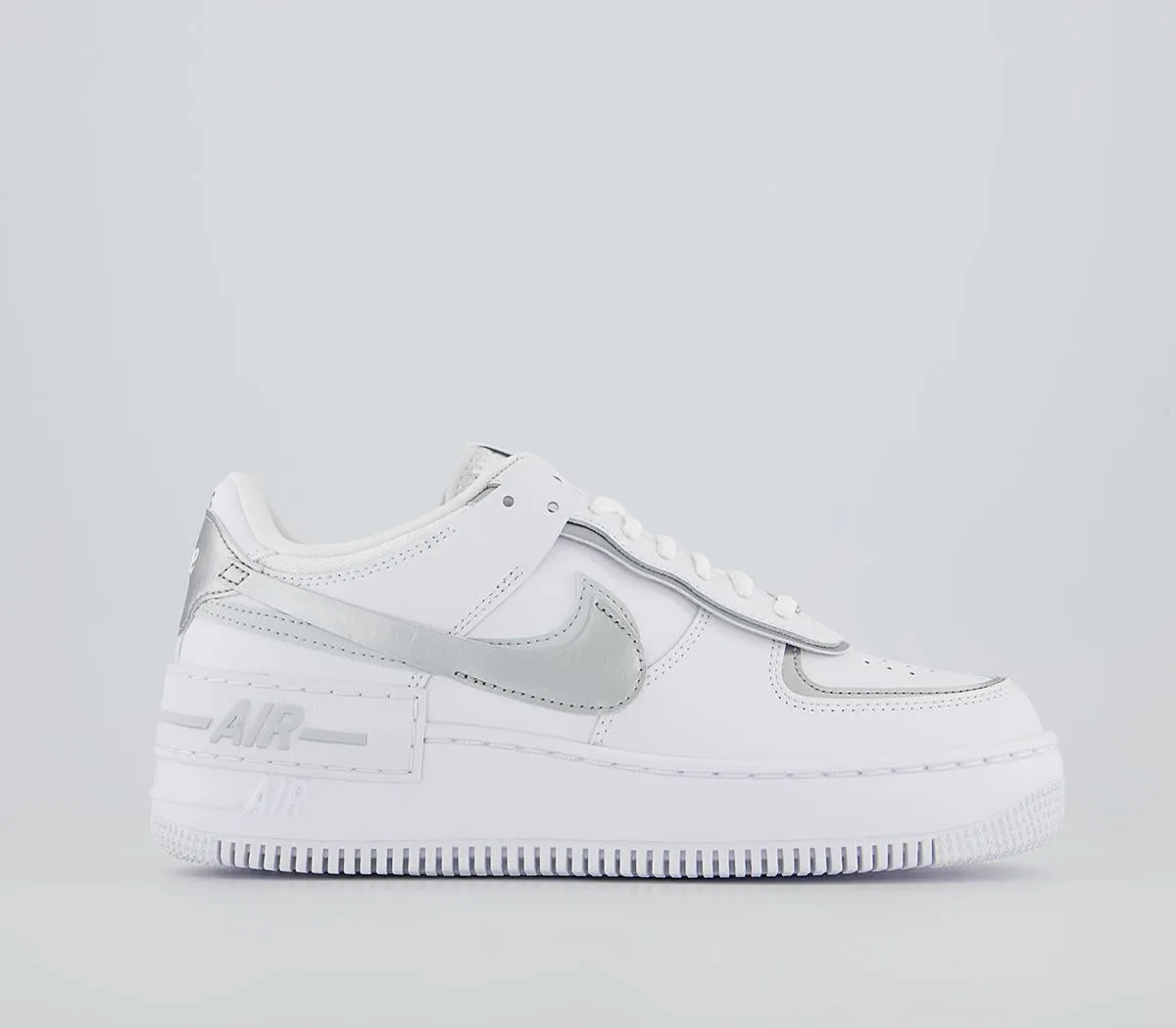 Nike Air Force 1 Shadow White Metallic Silver Pure Platinum Uk Size 6