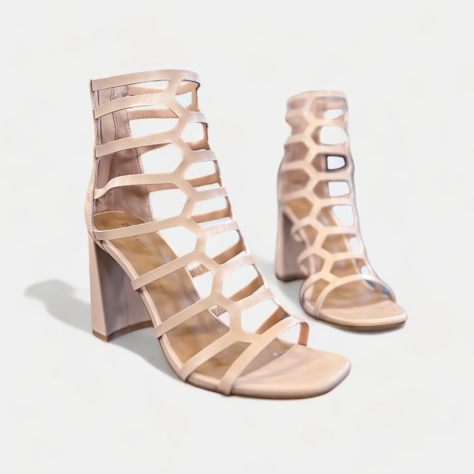 Nude Gladiator Block Heels [NO RETURNS]