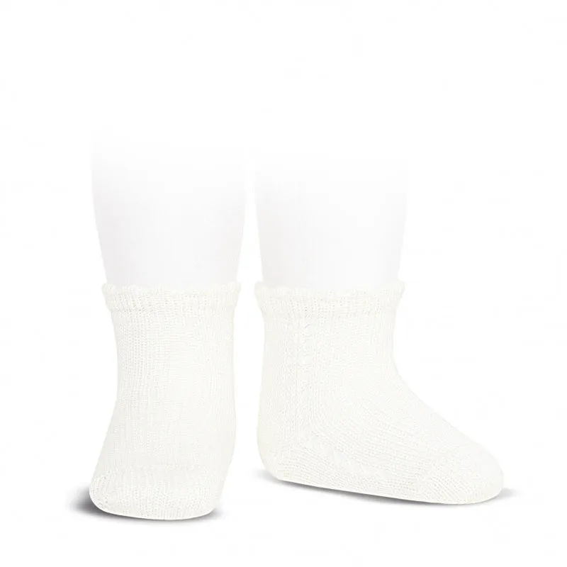 PERLE SIDE OPENWORK SHORT SOCKS CREAM