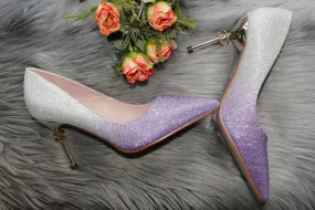 Purple pointed shimmery heels