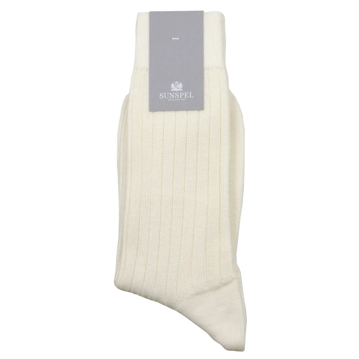 Sunspel - Merino Rib Socks - Archive White